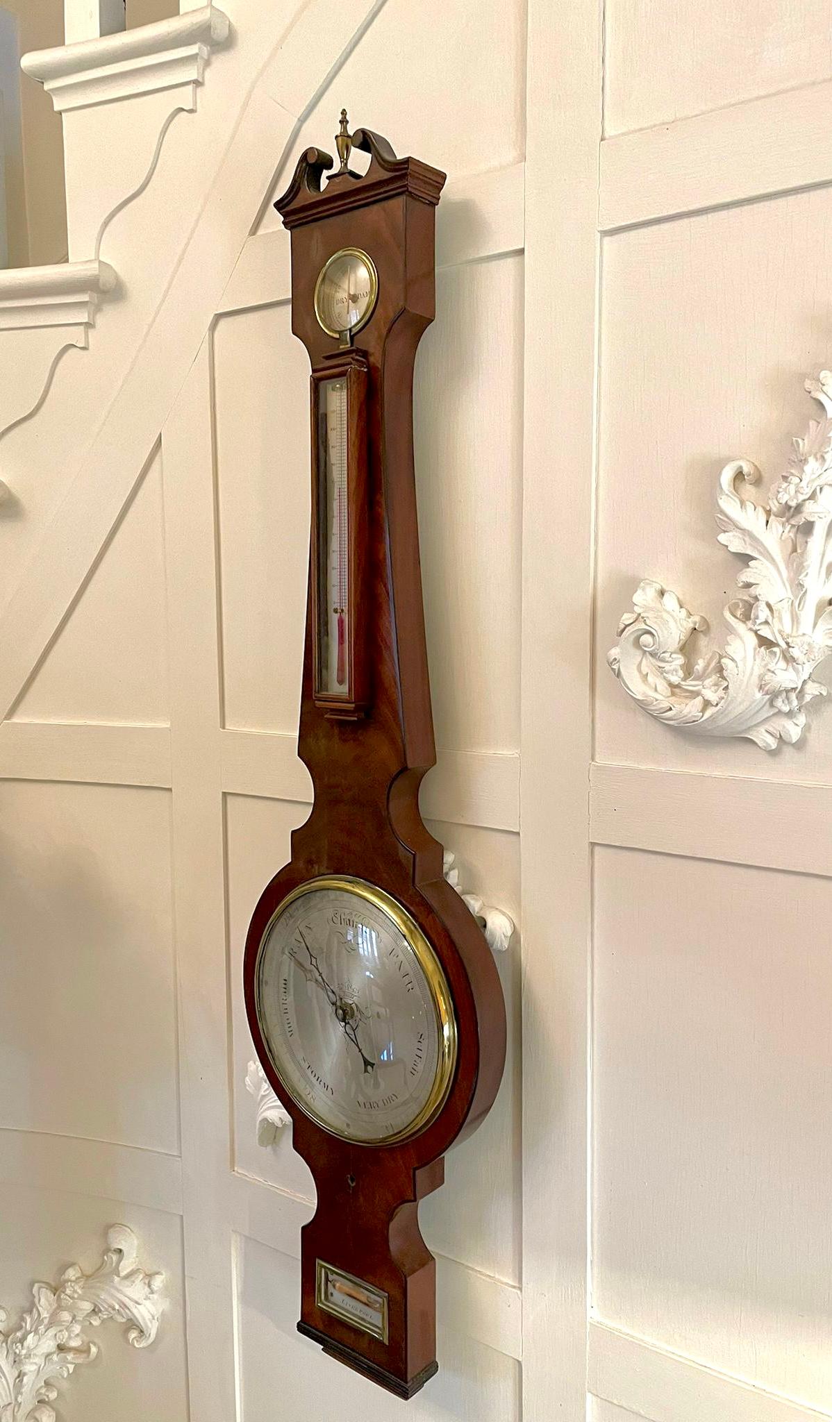 European Fine George III Quality Mahogany Banjo Barometer