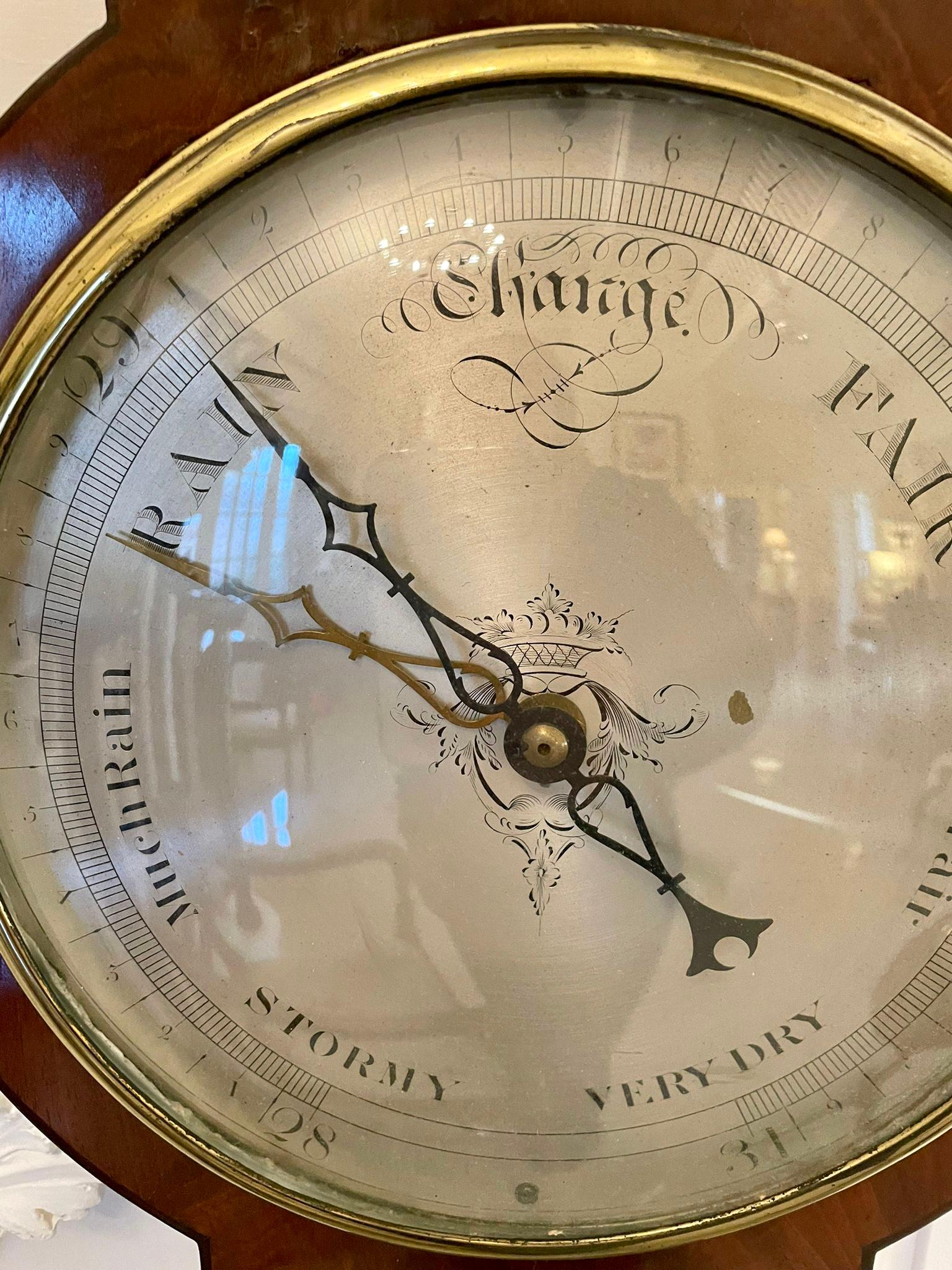 Fine George III Quality Mahogany Banjo Barometer In Good Condition In Suffolk, GB