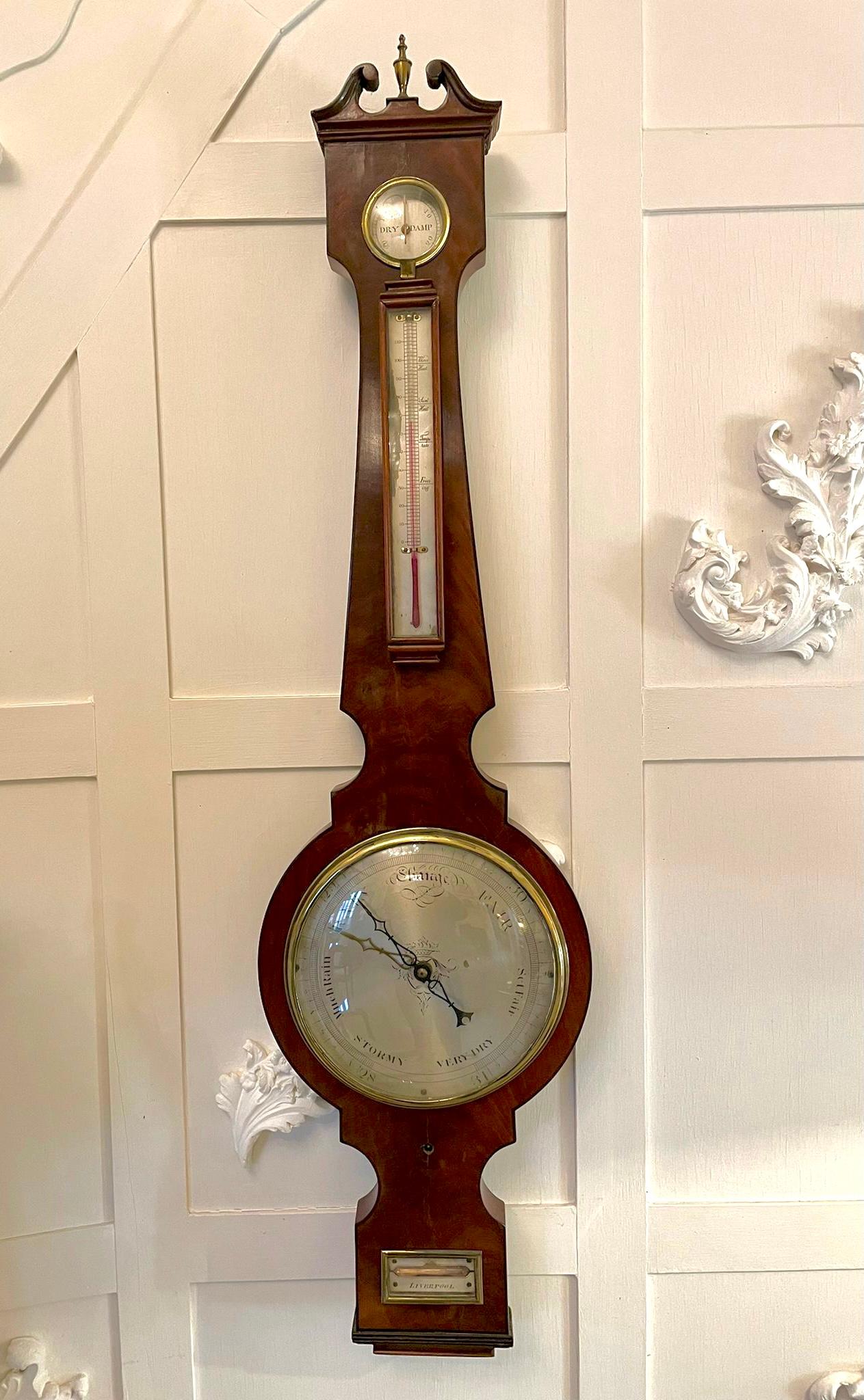 Early 19th Century Fine George III Quality Mahogany Banjo Barometer