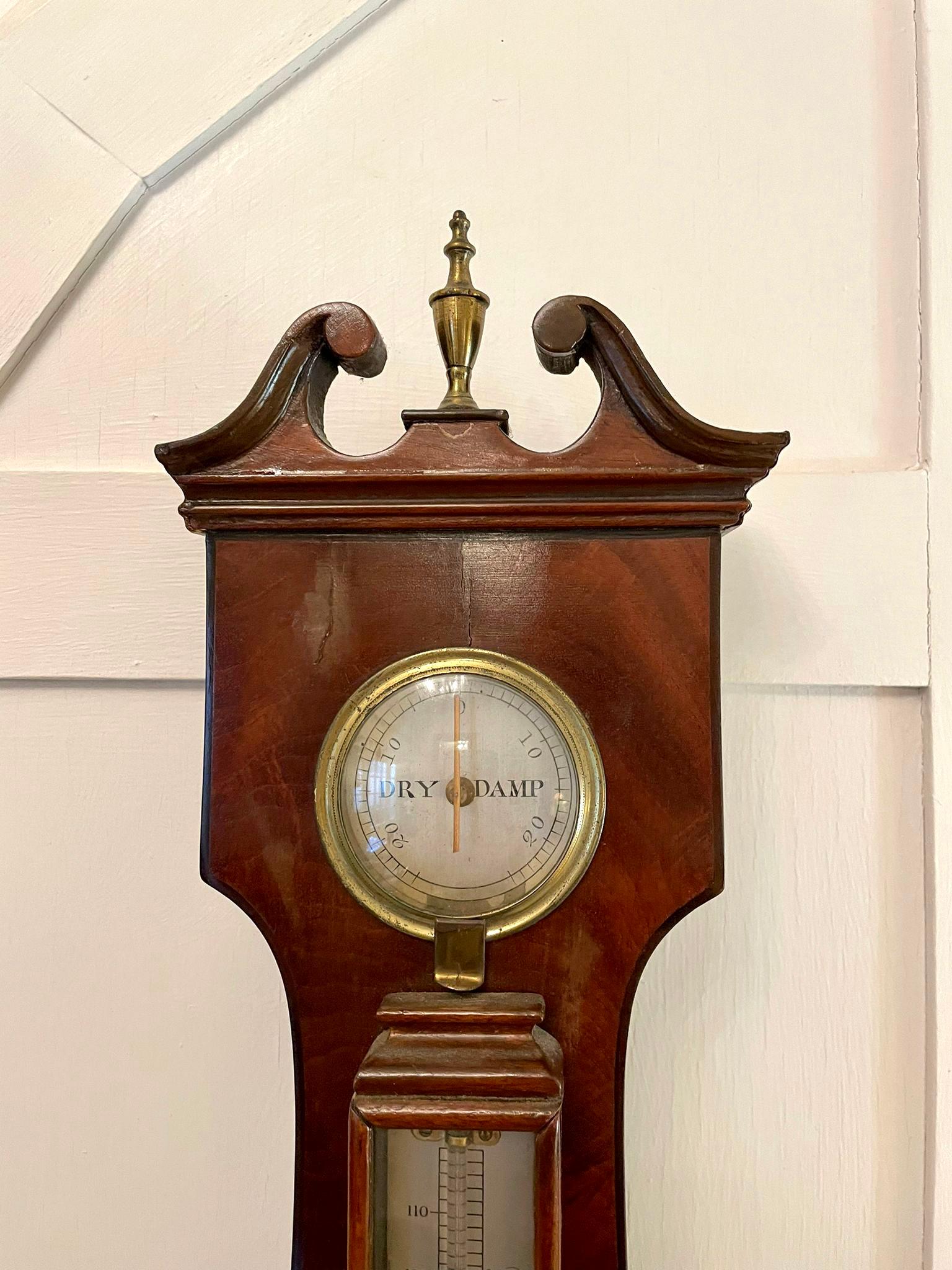 Fine George III Quality Mahogany Banjo Barometer 3