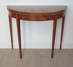 George 111rd Card Table Demi-Lune Satinwood, Sheraton Period circa 1790