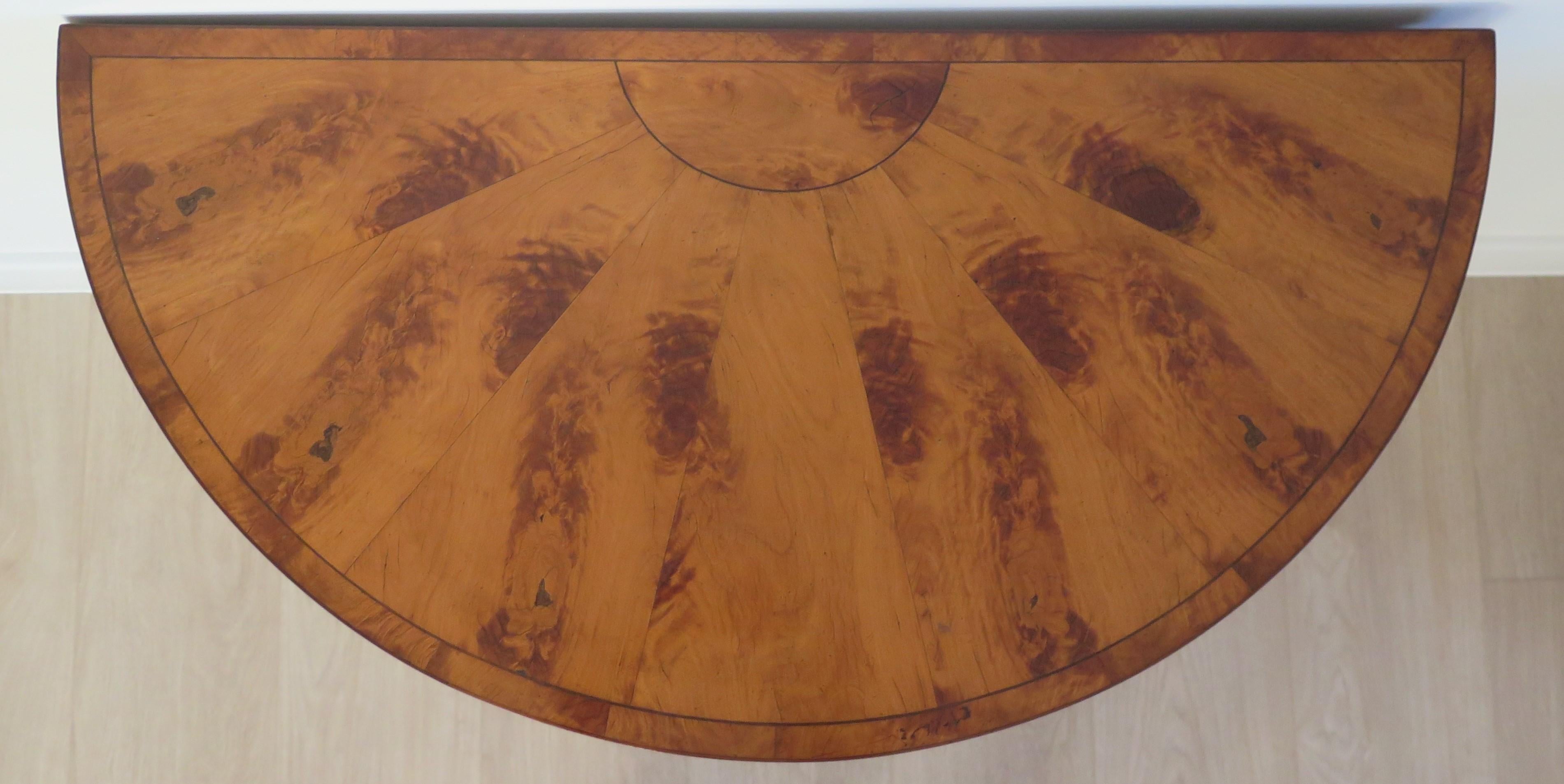 Hand-Crafted George 111rd Card Table Demi-Lune Satinwood, Sheraton Period circa 1790