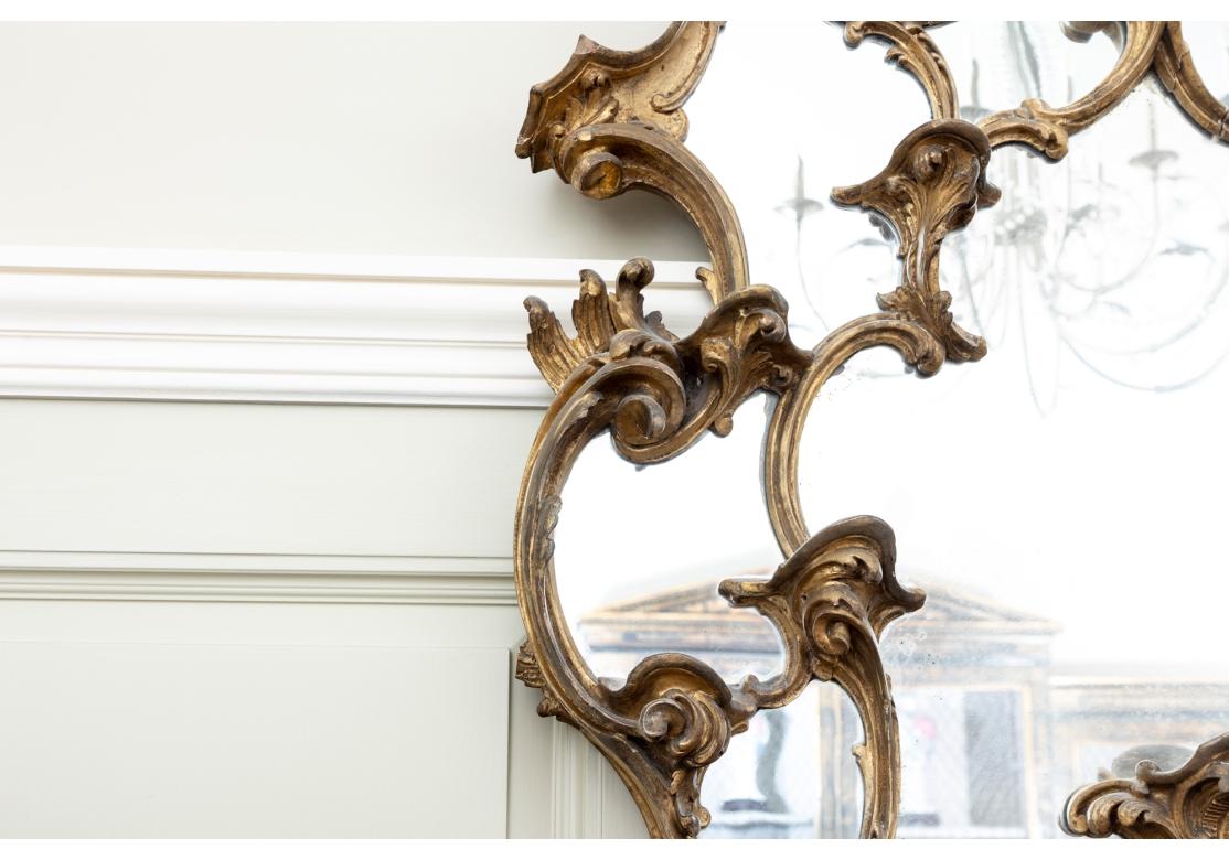 English Fine Georgian Antique Carved And Gilt Tiered Mirror For Sale