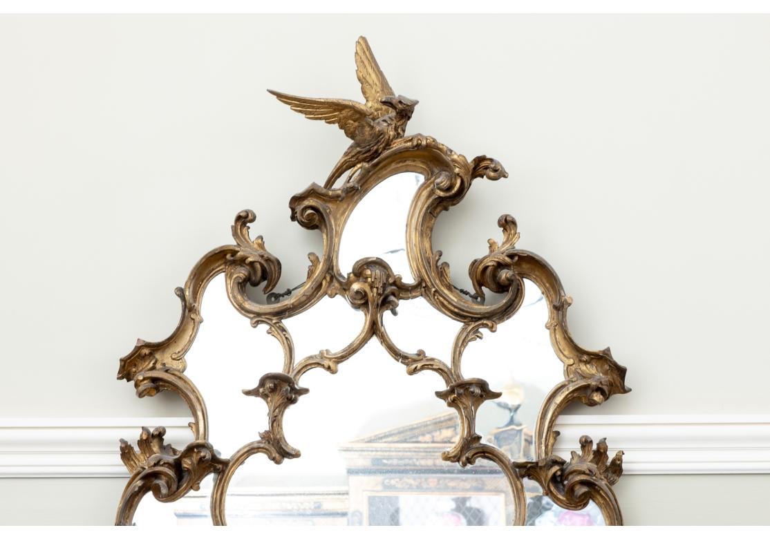 Fine Georgian Antique Carved And Gilt Tiered Mirror In Fair Condition For Sale In Bridgeport, CT