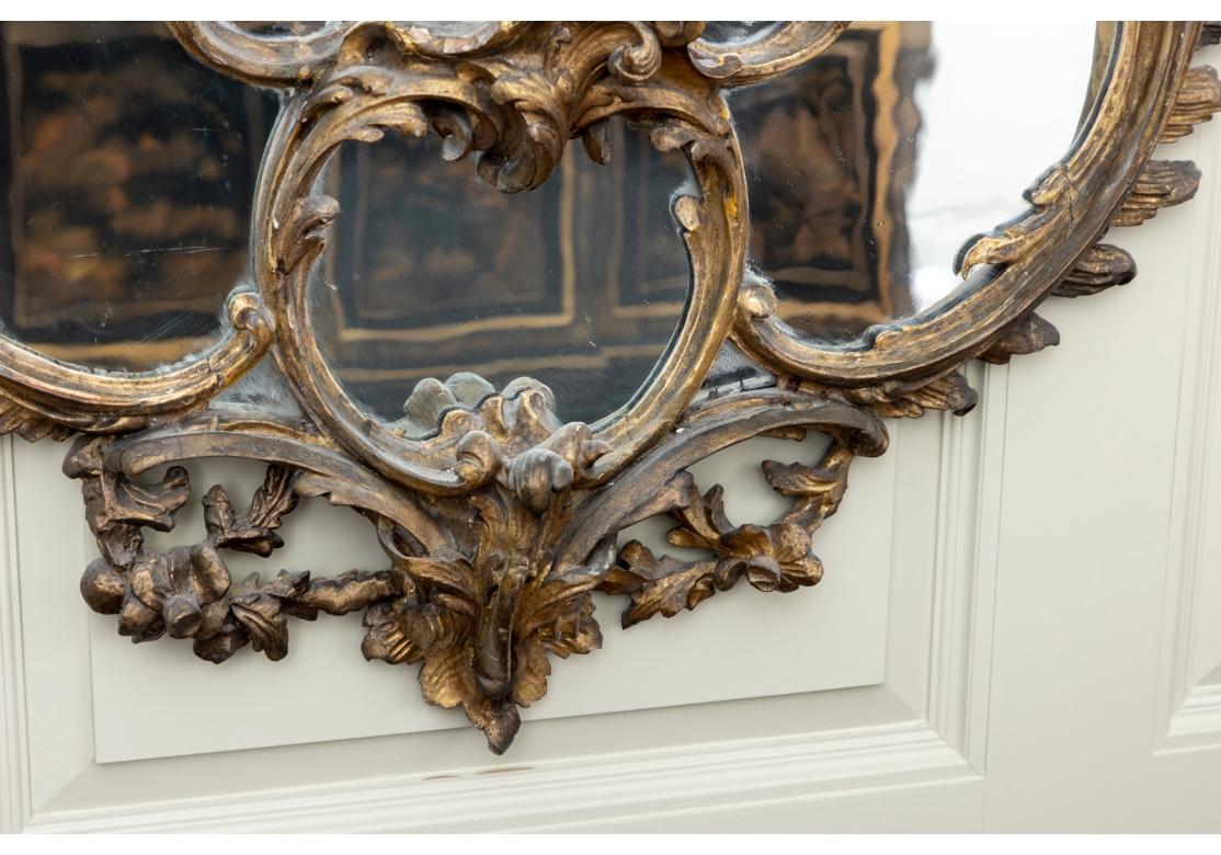 18th Century Fine Georgian Antique Carved And Gilt Tiered Mirror For Sale