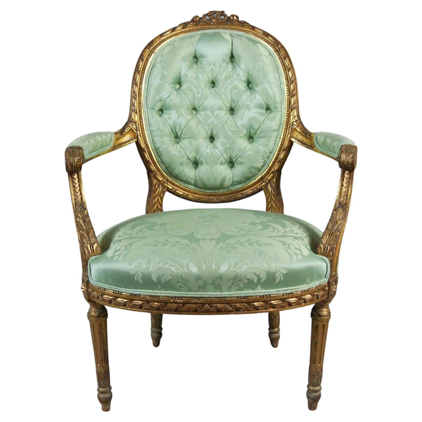 Fine Georgian Giltwood Arm Chair in the Manner of Thomas Chippendale For Sale