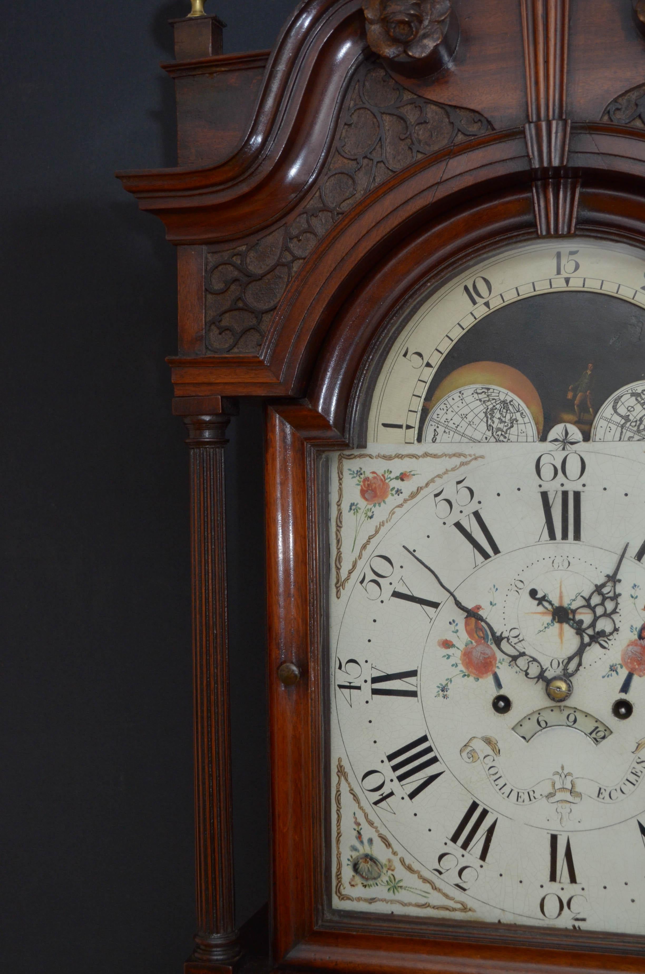 English Fine Georgian Longcase Clock by Collier, Eccles For Sale