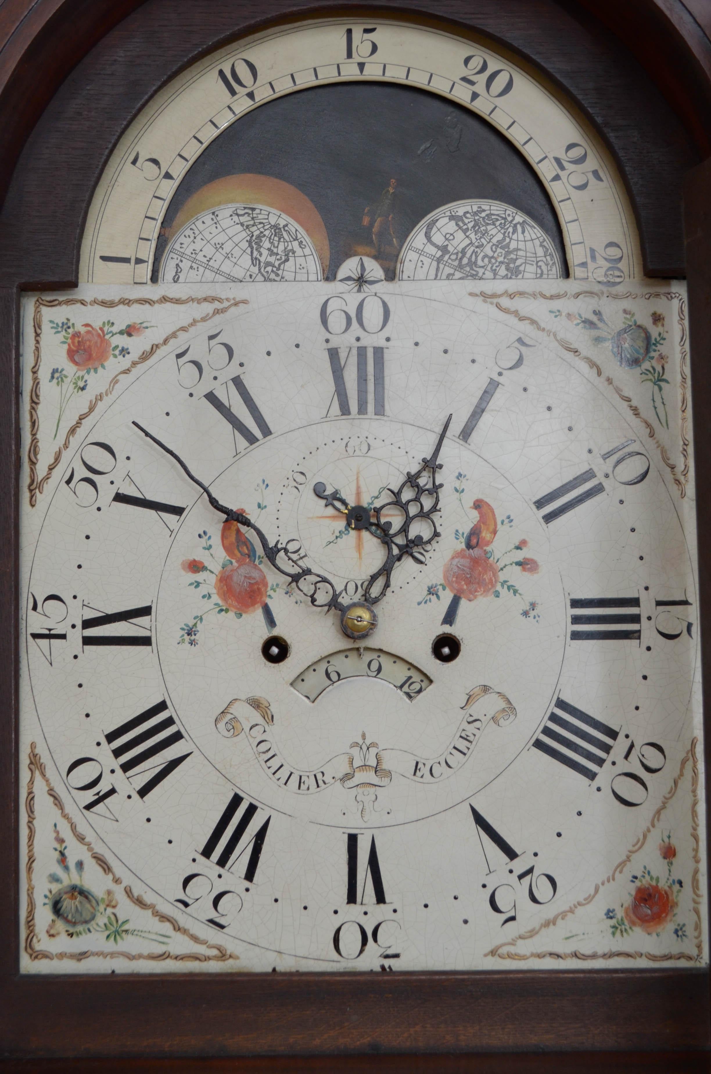 Fine Georgian Longcase Clock by Collier, Eccles In Good Condition For Sale In Whaley Bridge, GB