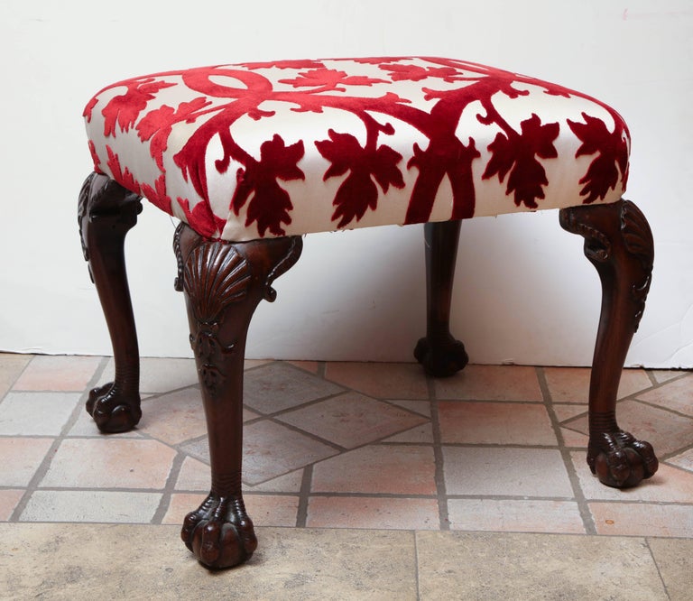Fine Georgian Mahogany Ball and Claw Foot Stool at 1stDibs