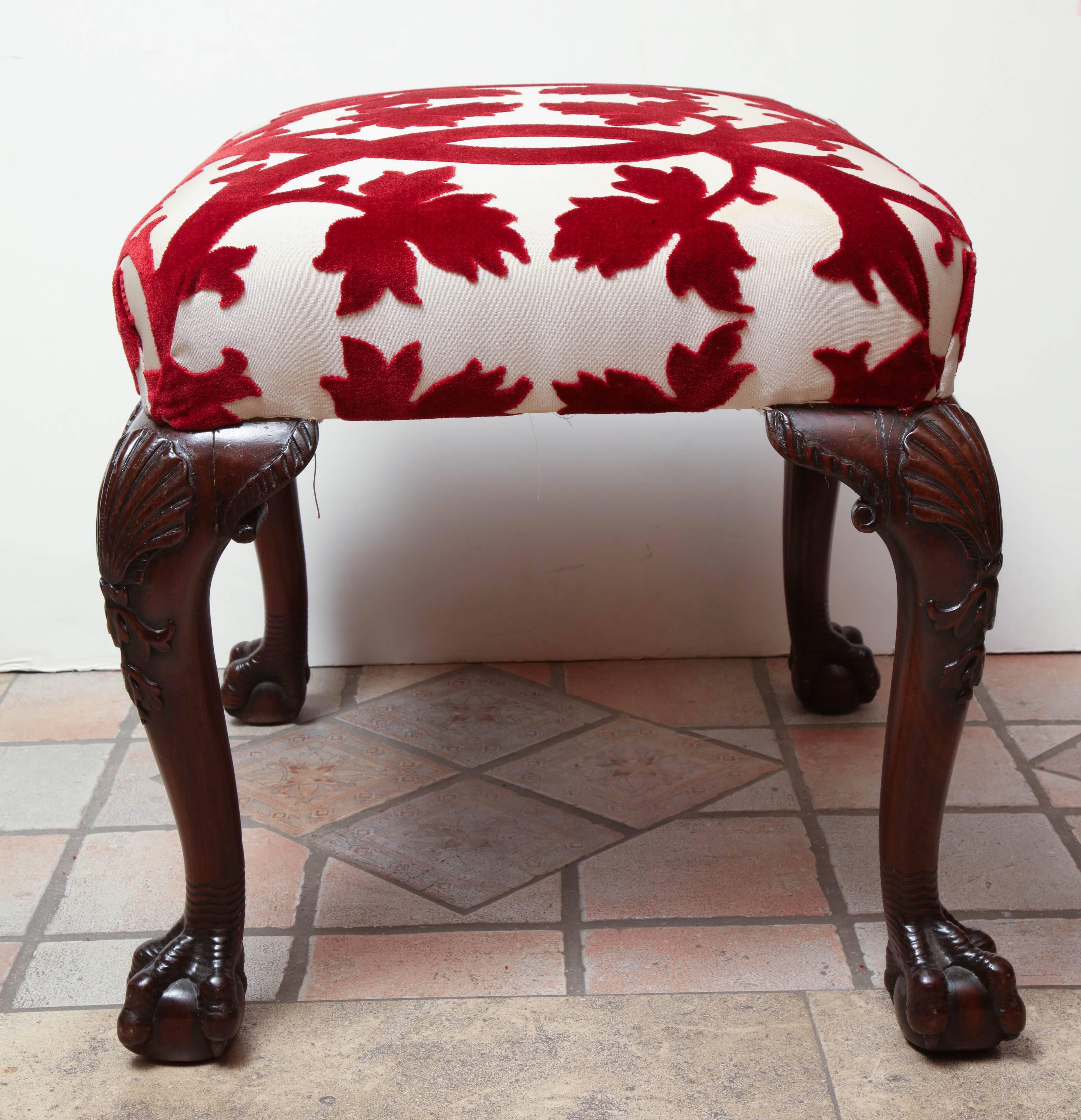 English Fine Georgian Mahogany Ball and Claw Foot Stool