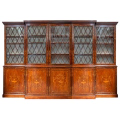 Fina librería georgiana de caoba con incrustaciones, hacia 1800