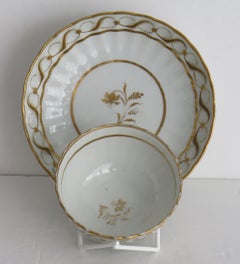 Fine Georgian New Hall Porcelain Tea Bowl & Saucer Gold Pattern 142, Circa 1785