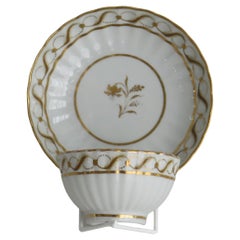 Antique Fine Georgian New Hall Porcelain Tea Bowl & Saucer Gold Pattern 142, Circa 1785