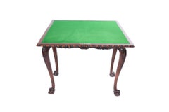 Fine Georgian revival walnut & carved Irish card table, circa 1900