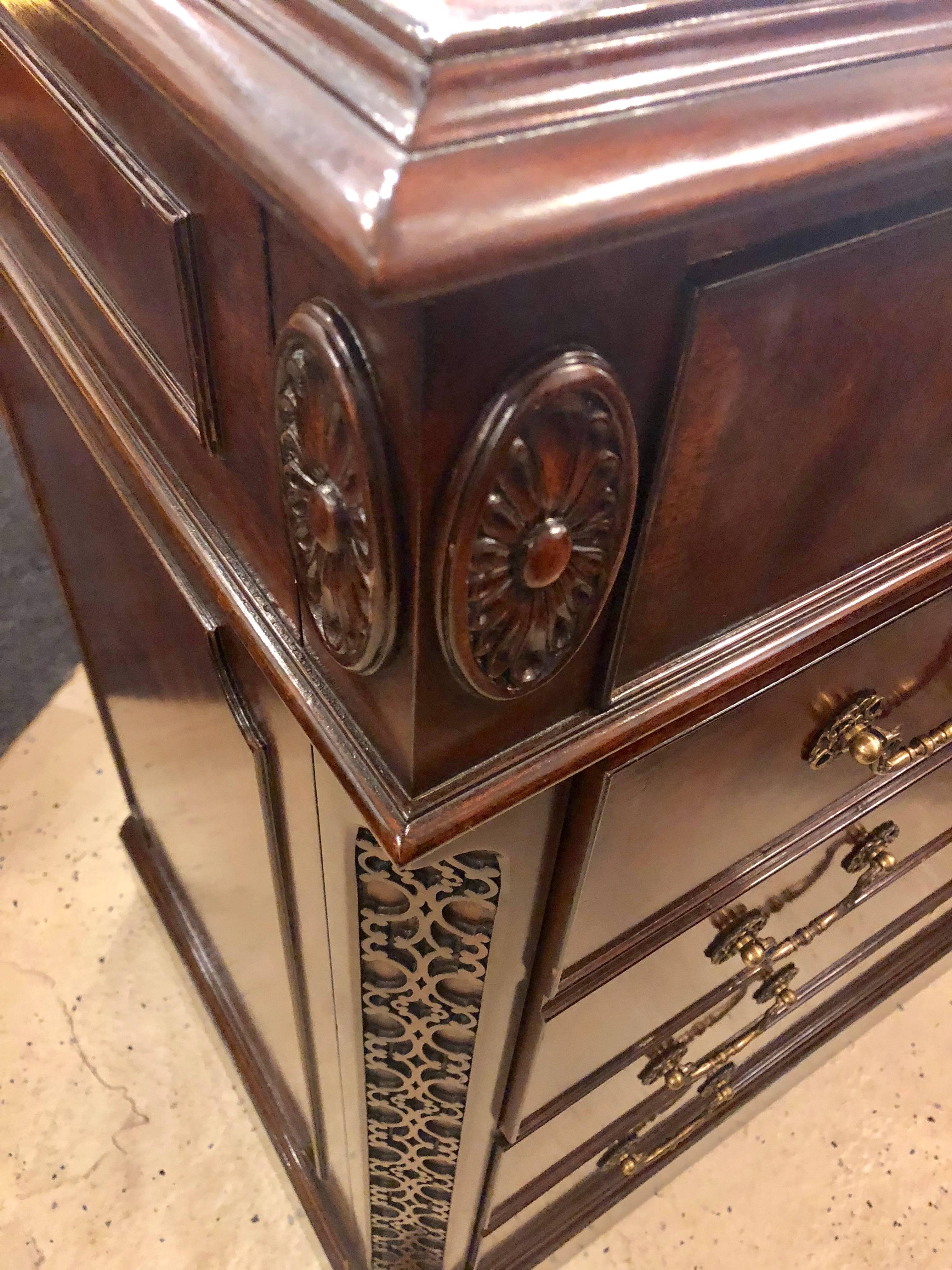 Fine Georgian Style Flame Mahogany Double File Cabinet Credenza 4