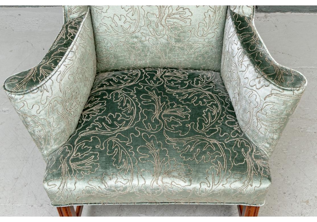 Fine Georgian Style Upholstered Wing Chair In Good Condition For Sale In Bridgeport, CT