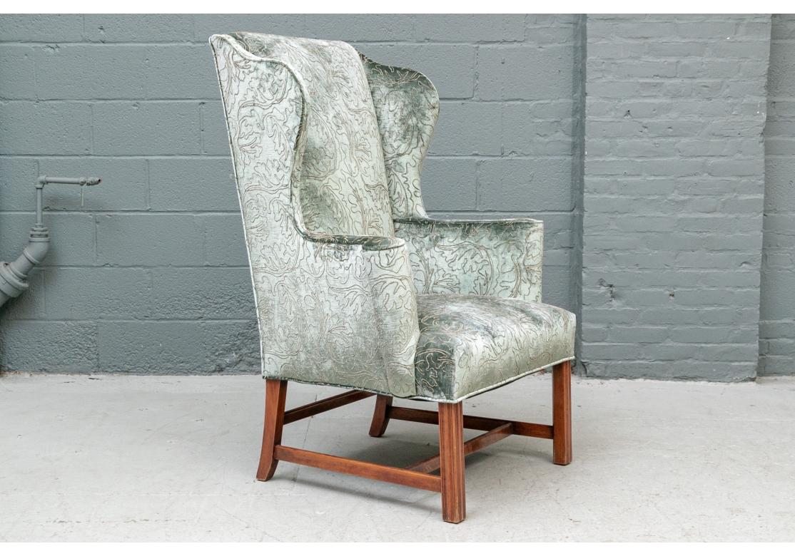 20th Century Fine Georgian Style Upholstered Wing Chair For Sale