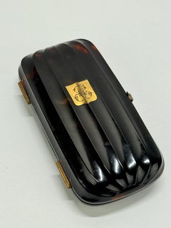 Feines georgisches Schildpatt-Zigarrenetui mit vergoldetem Monogramm, 19.