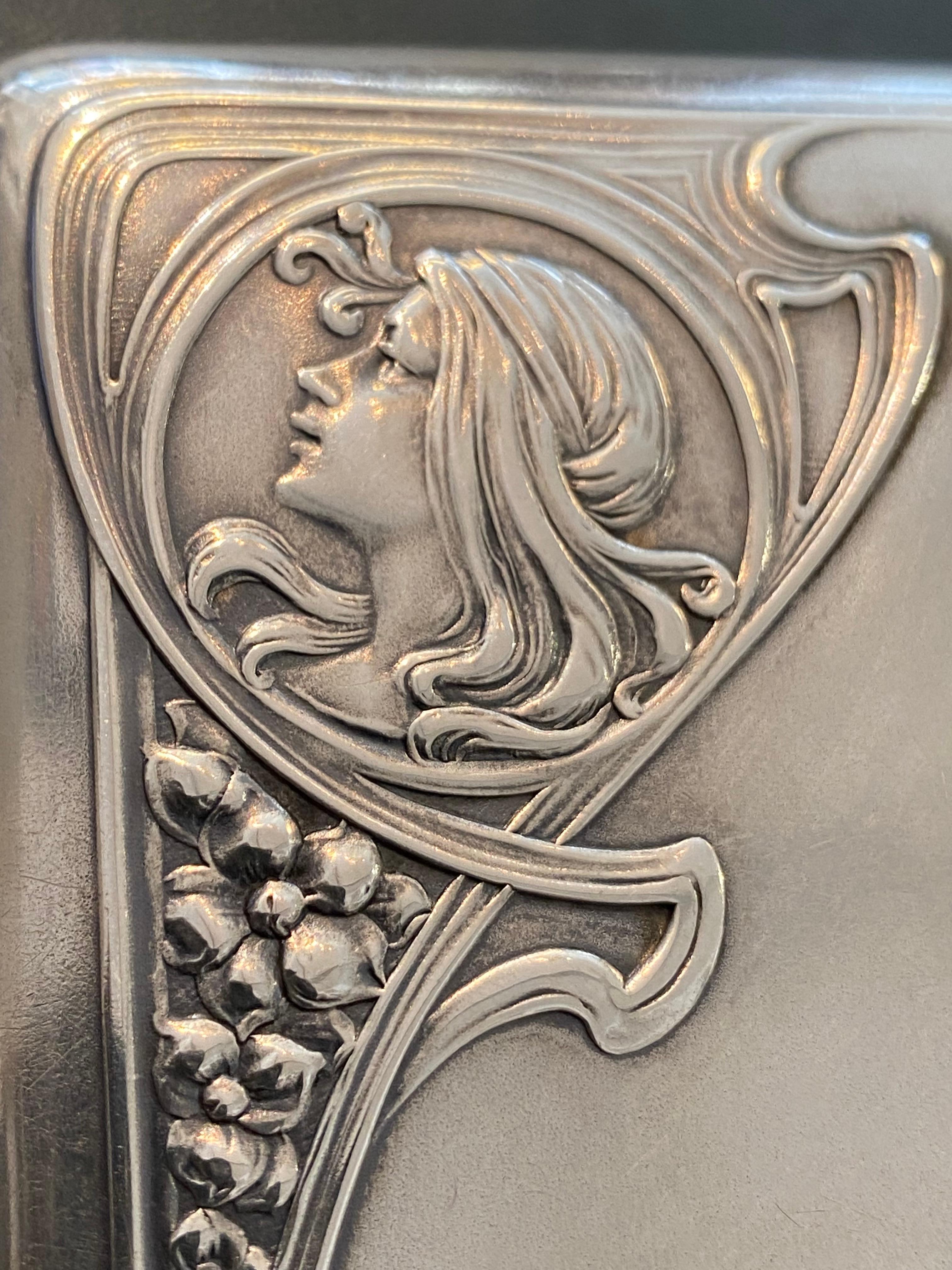 Fine German 0.800 Silver Art Nouveau Cigarette Box 3