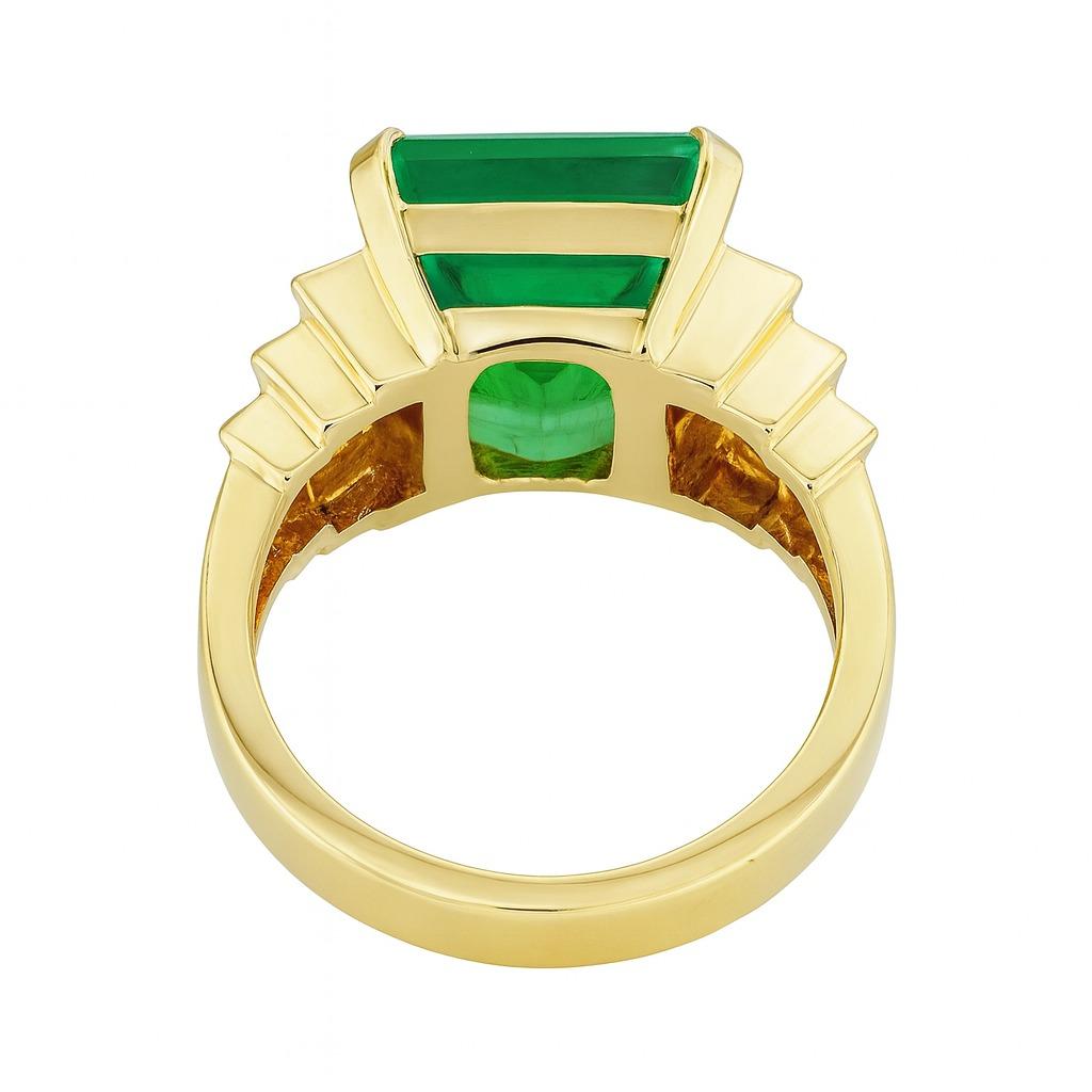 Fein GIA zertifiziert natürlichen kolumbianischen Smaragd & Diamant Solitär-Ring

Dieser exquisite Ring aus 18-karätigem Gelbgold ist mit einem 7,42 Karat schweren natürlichen kolumbianischen Smaragd besetzt, der von GIA mit der Reinheit F1
