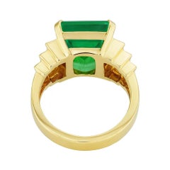 Fine GIA Certified Natural Colombian Emerald & Diamond Solitaire Ring