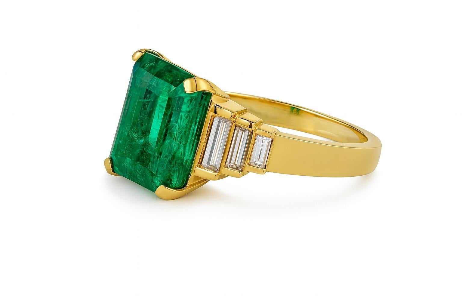 Fein GIA zertifiziert natürlichen kolumbianischen Smaragd & Diamant Solitär-Ring (Zeitgenössisch) im Angebot