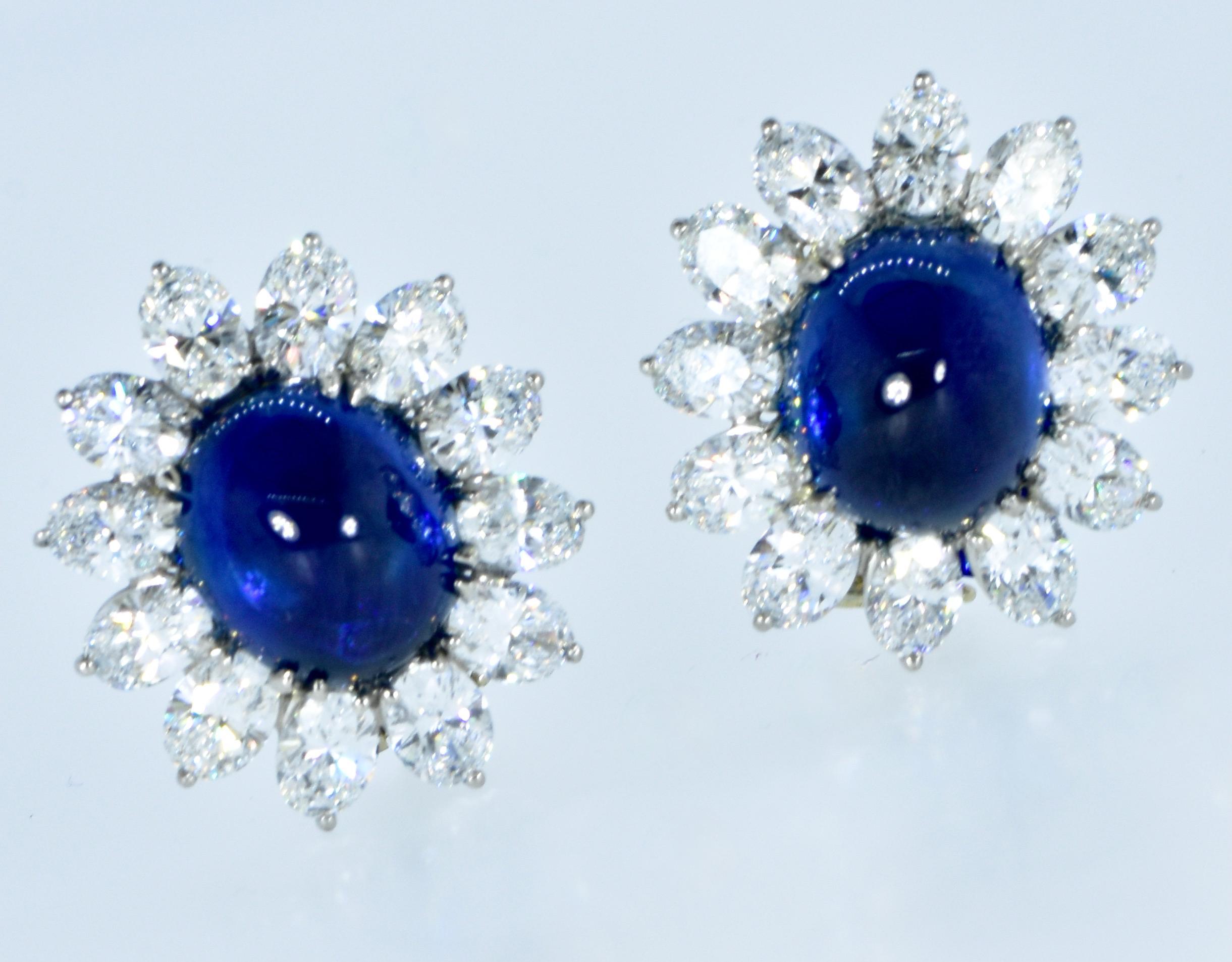 Women's Fine GIA graded Sapphires, 16.77cts., with White Diamonds in 18K Earrings For Sale