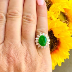 Fine GIA "Type A" Jadeite & Diamond Platinum Ring