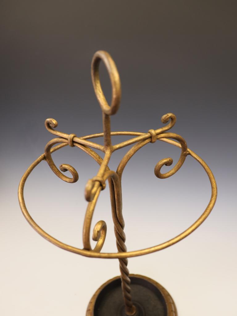 Fine Gilded Hand-Forged Wrought Iron Stick or Umbrella Stand In Good Condition For Sale In Lincoln, GB