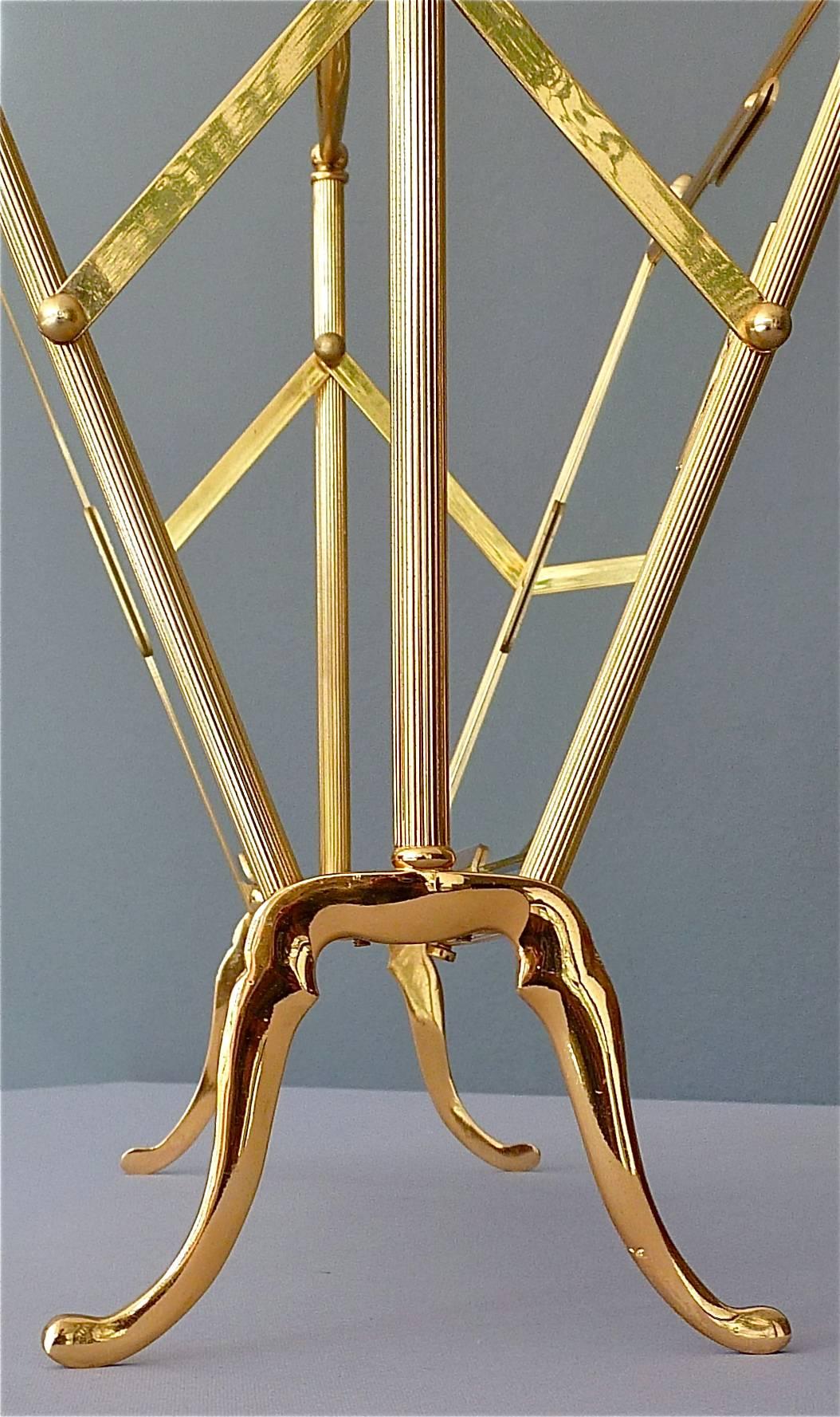 Fine Maison Bagues Magazine Holder Stand Rack Gilt Brass Glass France, 1950s For Sale 5