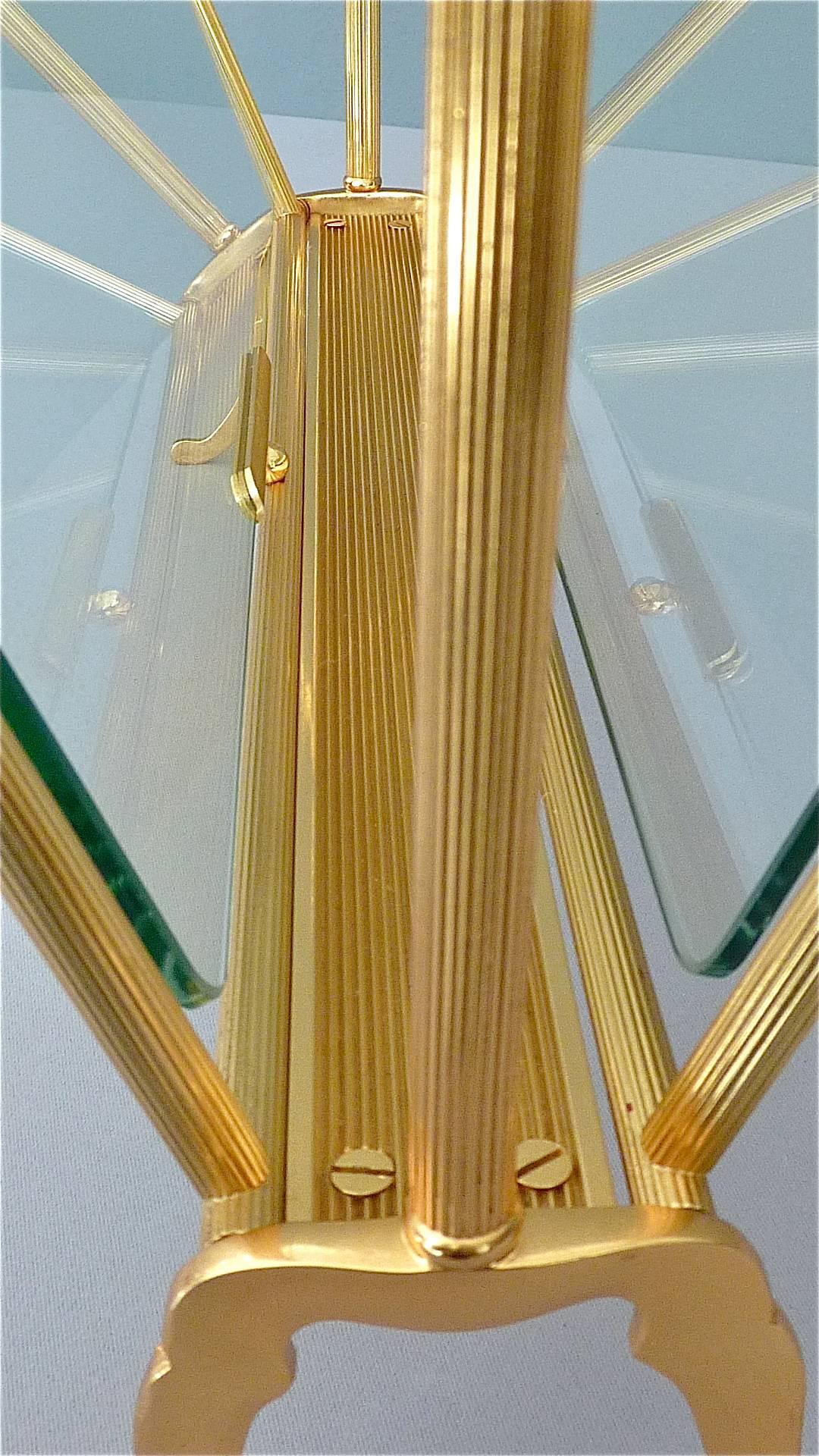 Fine Maison Bagues Magazine Holder Stand Rack Gilt Brass Glass France, 1950s For Sale 8
