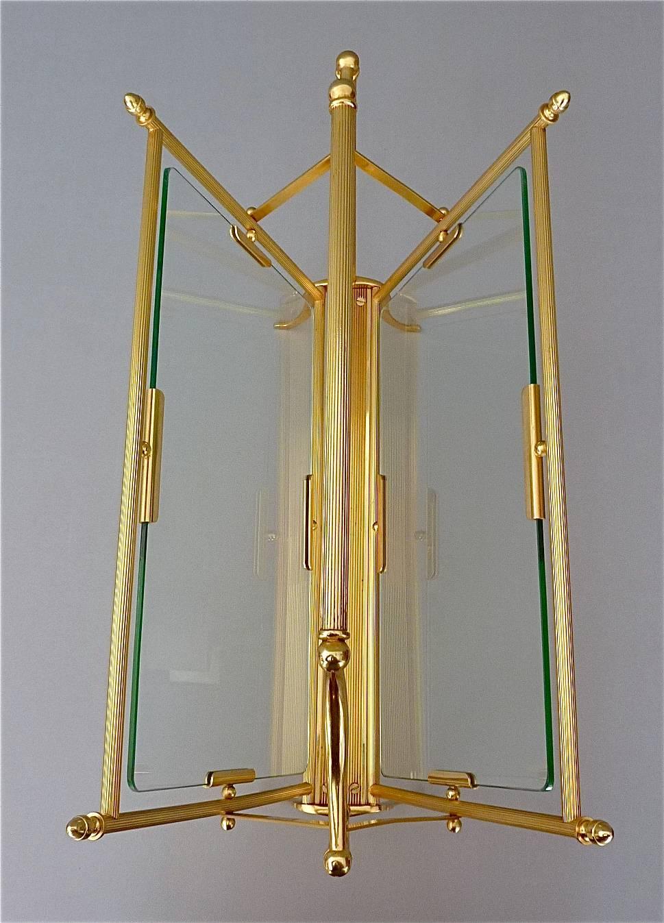 Fine Maison Bagues Magazine Holder Stand Rack Gilt Brass Glass France, 1950s For Sale 2