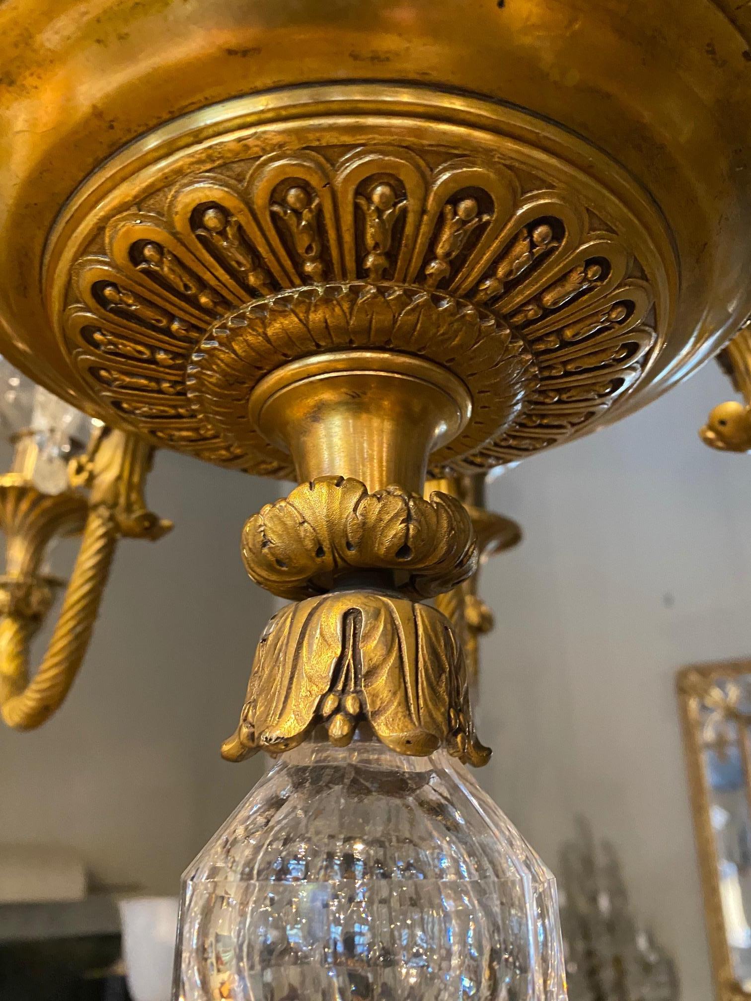 Very Fine Neoclassical Gilt Bronze and Crystal Chandelier by Maison Baguès For Sale 4
