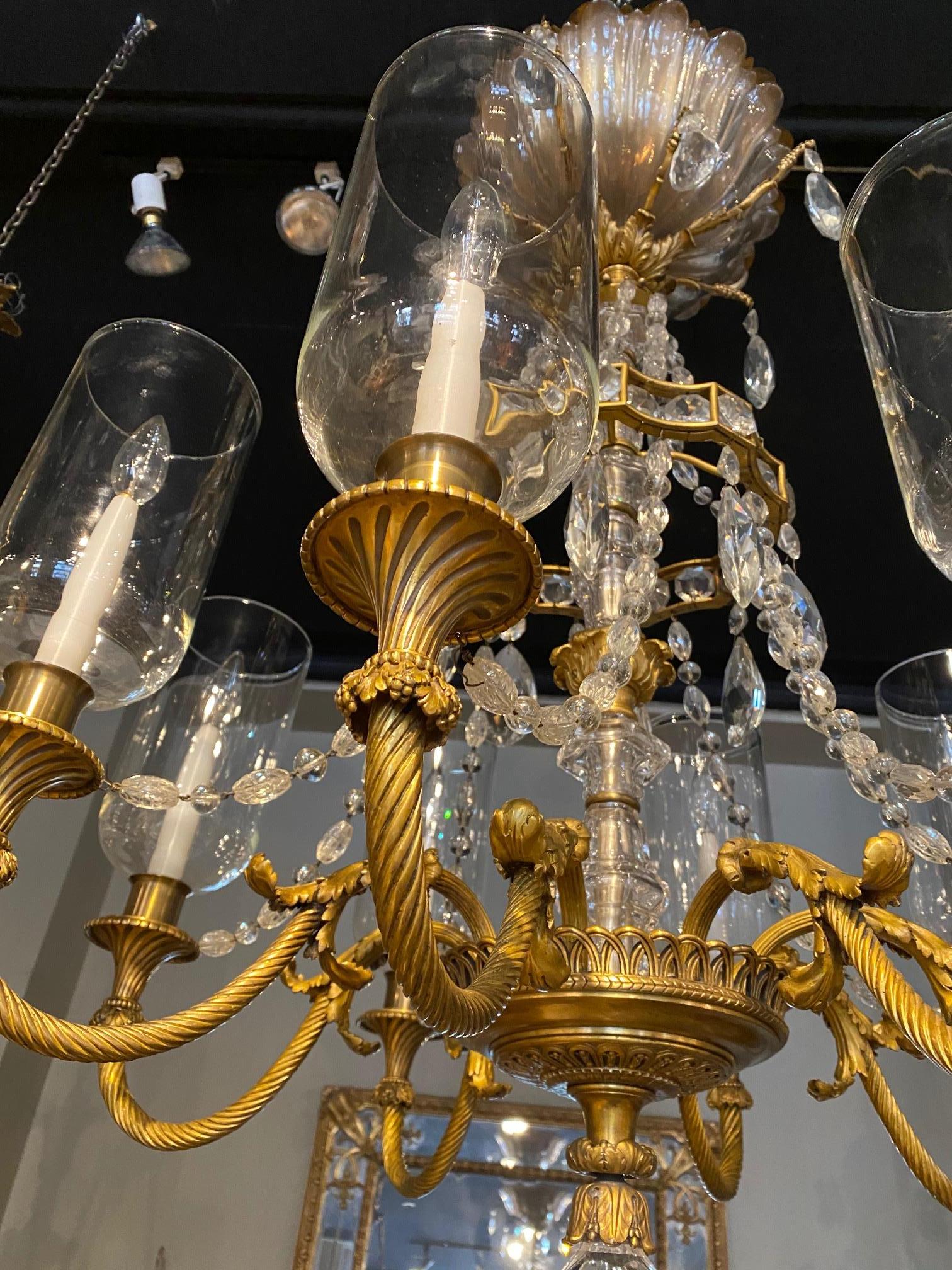 Very Fine Neoclassical Gilt Bronze and Crystal Chandelier by Maison Baguès For Sale 6