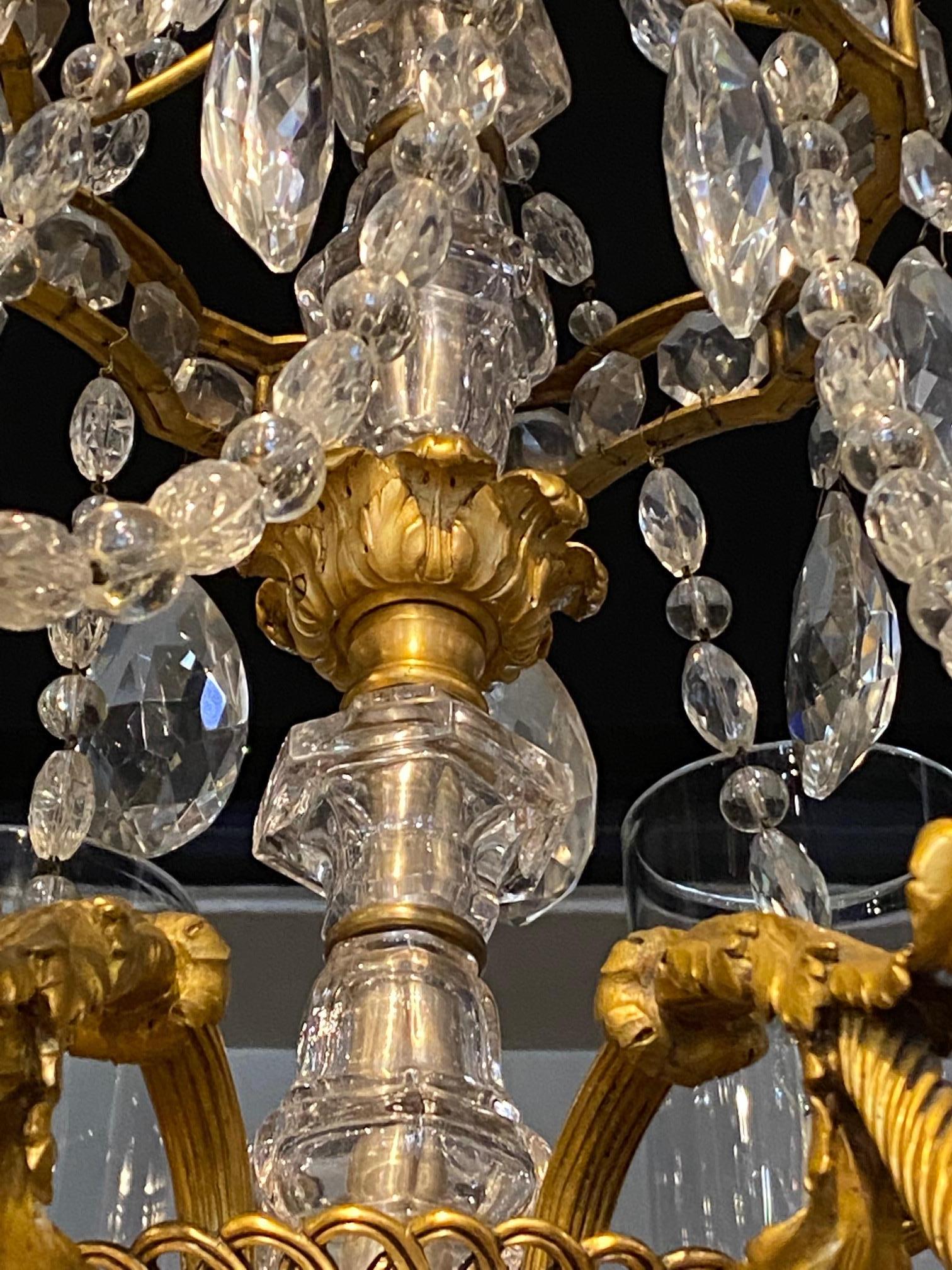 Very Fine Neoclassical Gilt Bronze and Crystal Chandelier by Maison Baguès For Sale 8