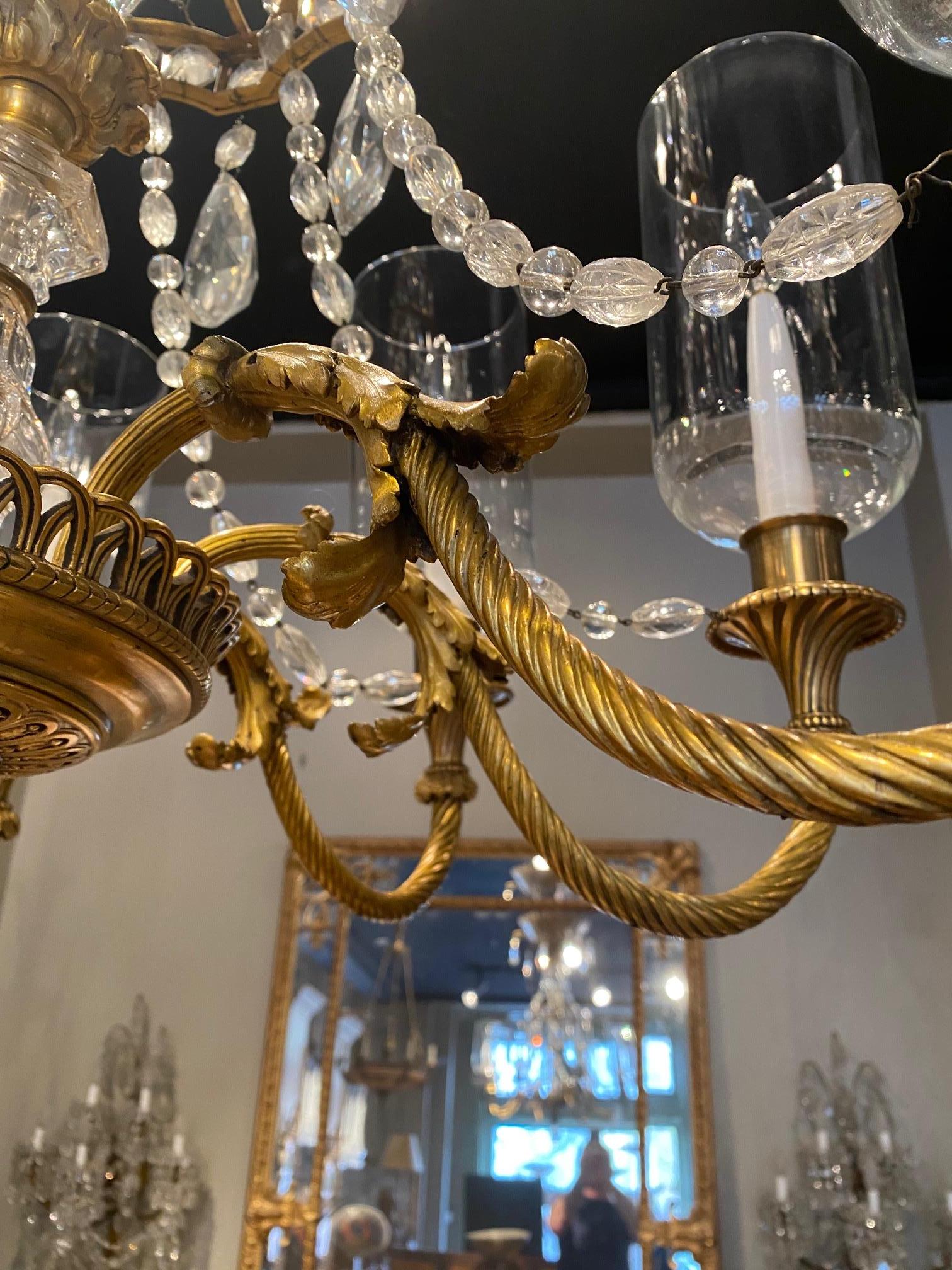 Very Fine Neoclassical Gilt Bronze and Crystal Chandelier by Maison Baguès For Sale 12