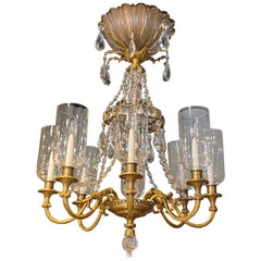 Very Fine Neoclassical Gilt Bronze and Crystal Chandelier by Maison Bagues