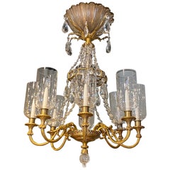 Antique Very Fine Neoclassical Gilt Bronze and Crystal Chandelier by Maison Baguès