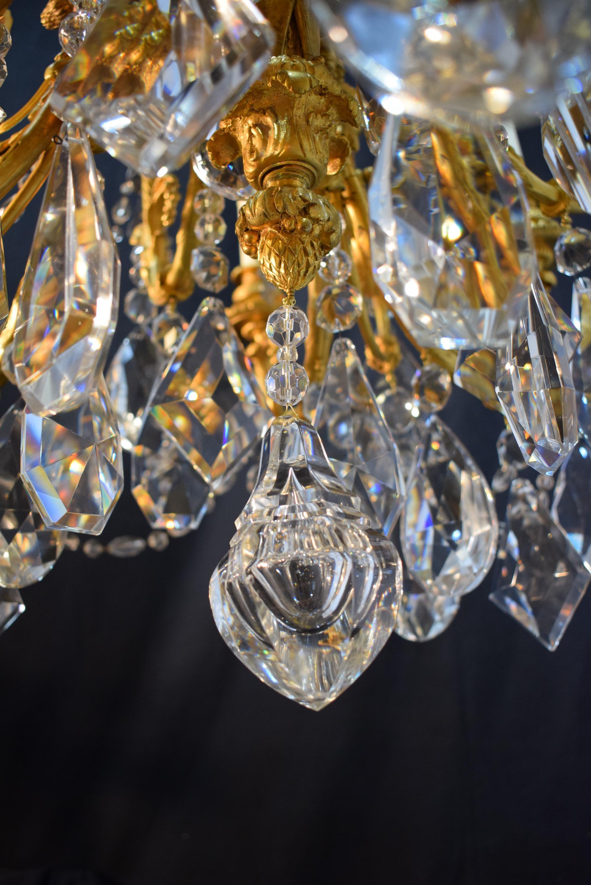 French Fine Gilt Bronze and Crystal Chandelier For Sale