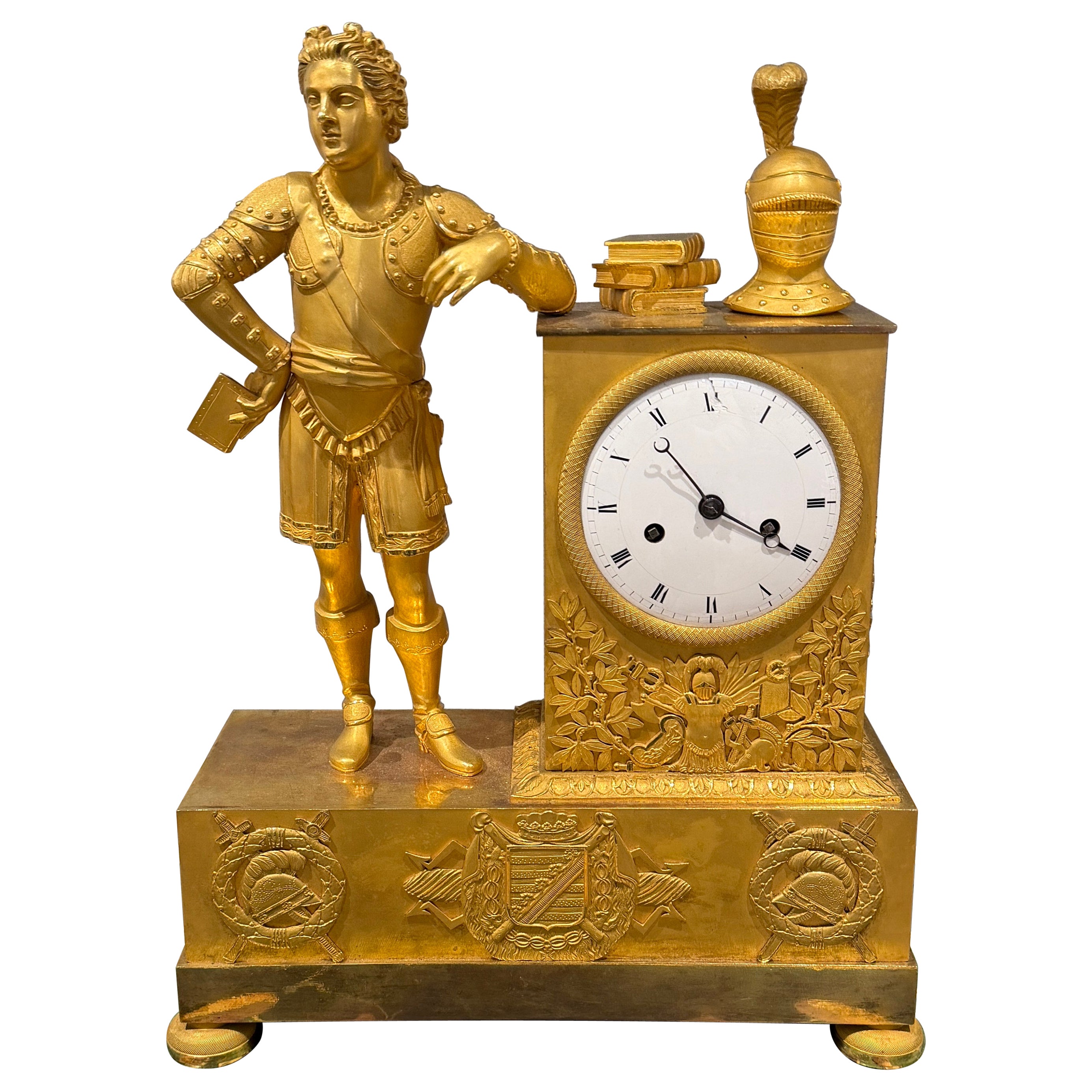 Fine Gilt Bronze Figural Mantel Clock – French, 19th Century For Sale