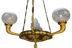 Fine Gilt Bronze & Patinated Colza Hanging LIght