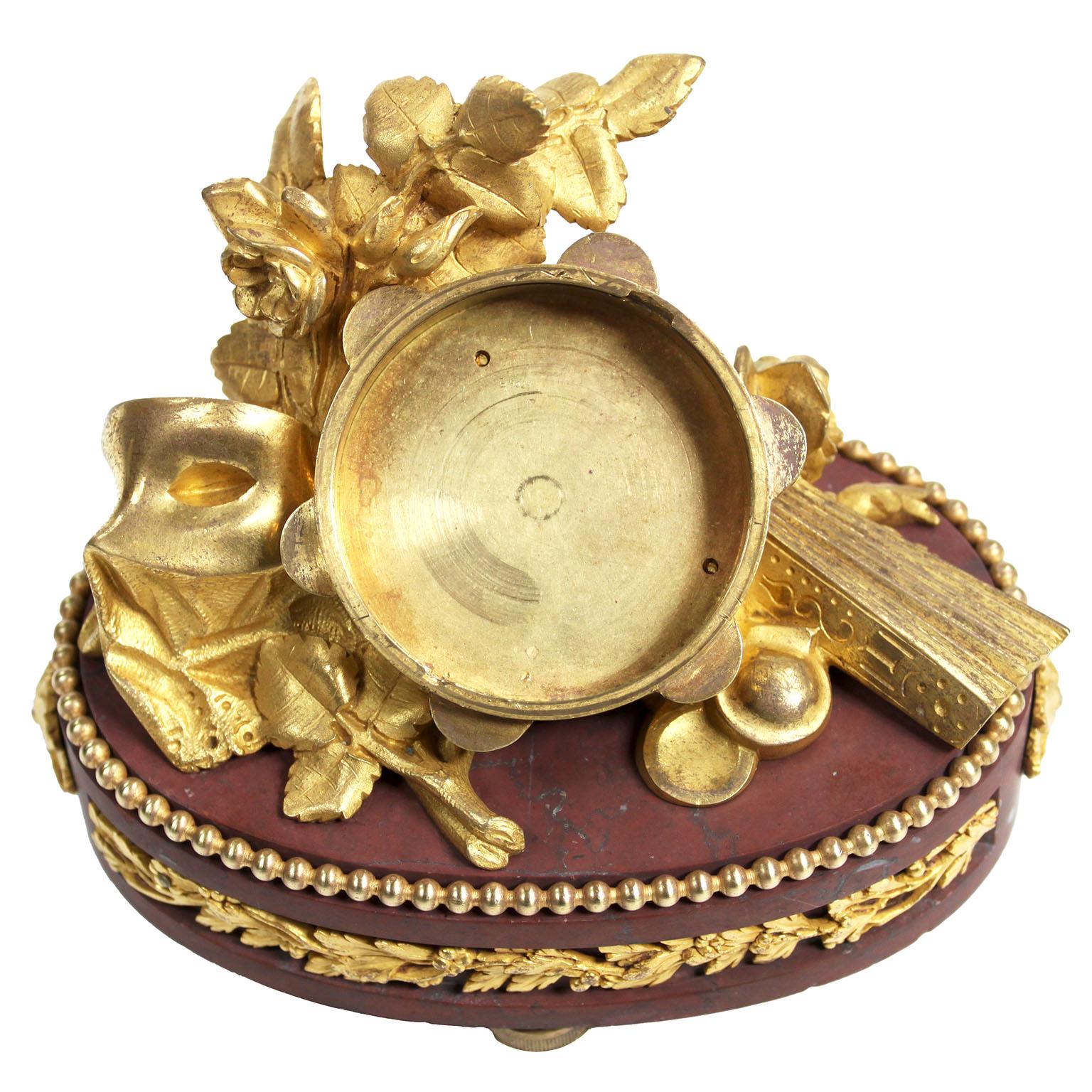 Pendule de table en bronze doré et marbre rouge Griotte - François Linke Index No 86 en vente 2