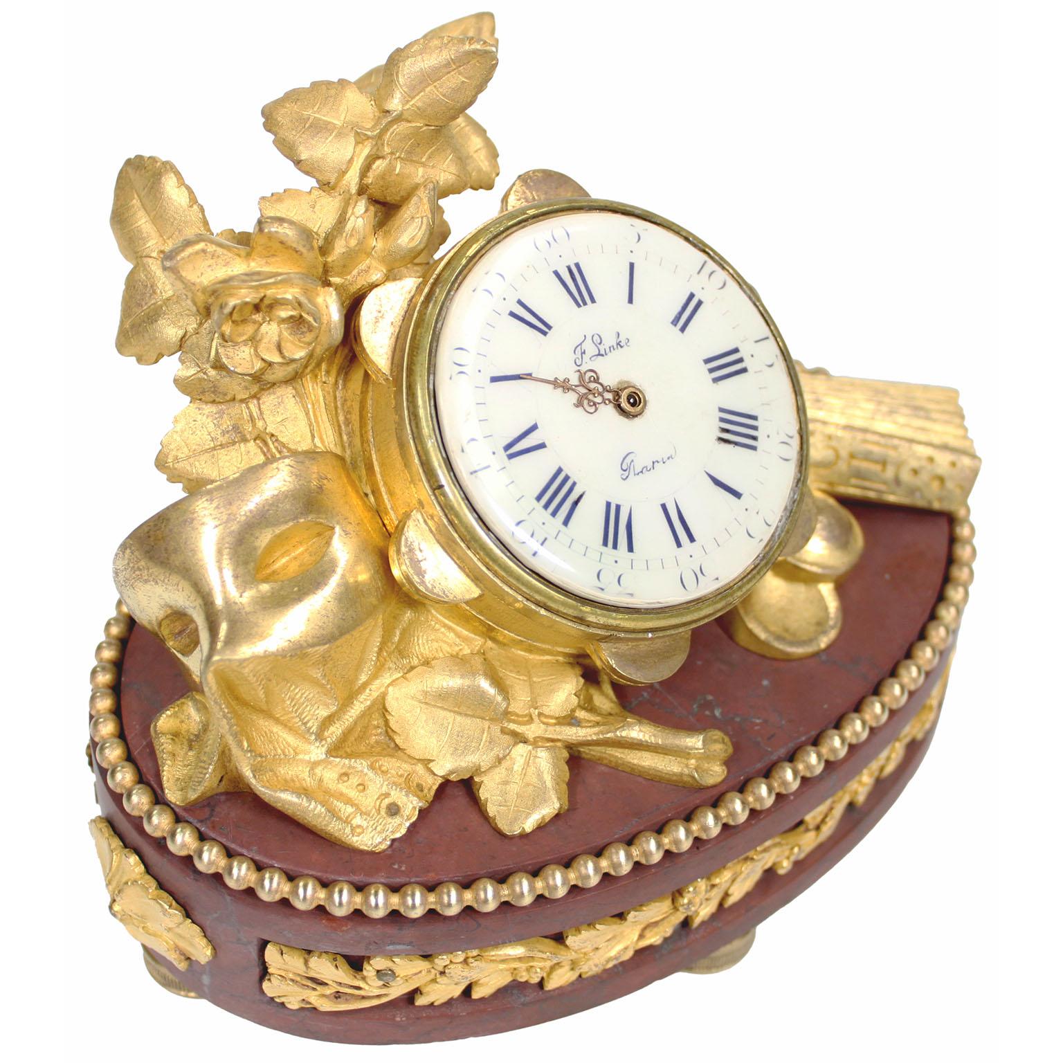 Belle Époque Fine Gilt-Bronze & Rouge Griotte Marble Table Clock - François Linke Index No 86 For Sale