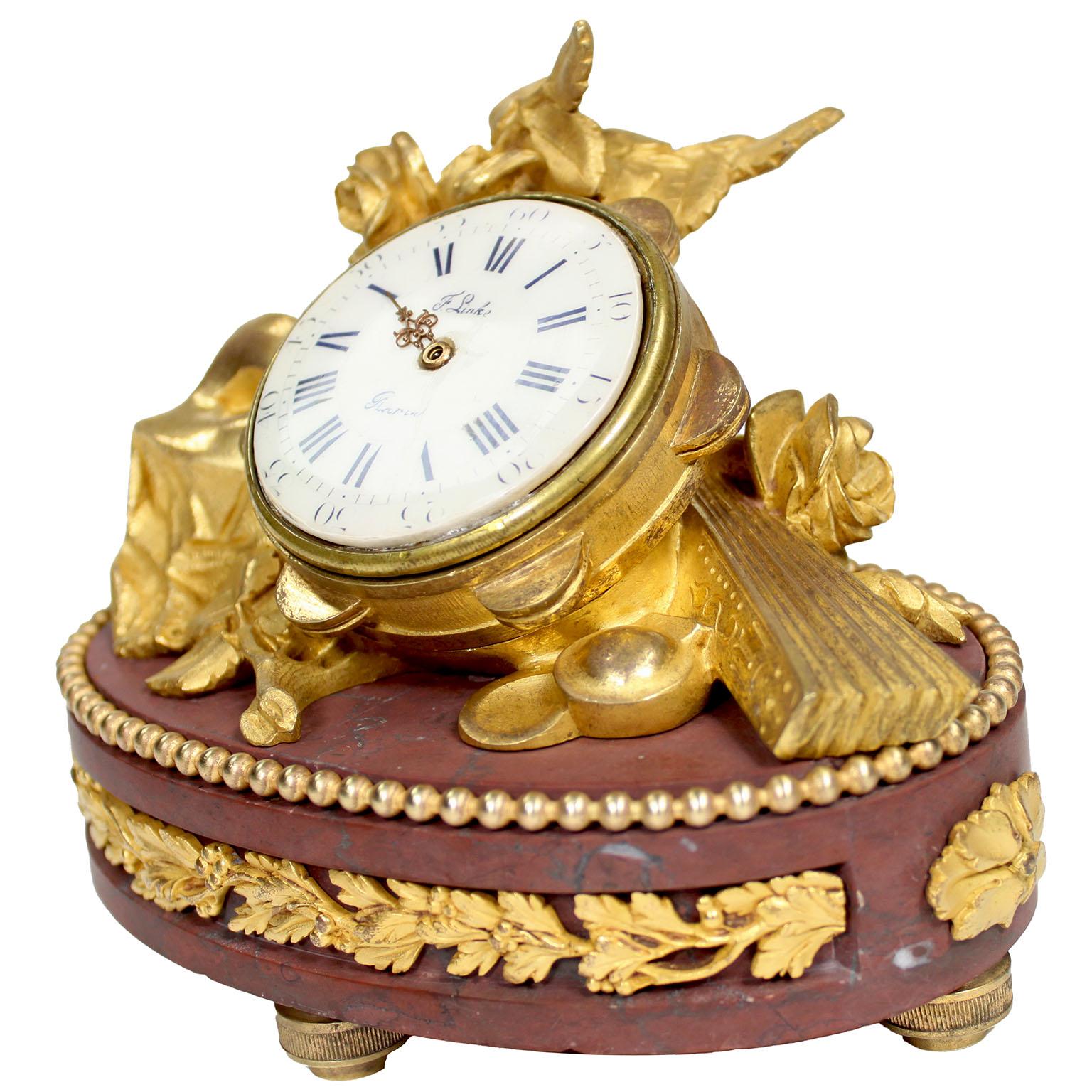Fine Gilt-Bronze & Rouge Griotte Marble Table Clock - François Linke Index No 86 In Good Condition For Sale In Los Angeles, CA