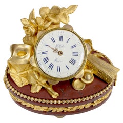 Antique Fine Gilt-Bronze & Rouge Griotte Marble Table Clock - François Linke Index No 86