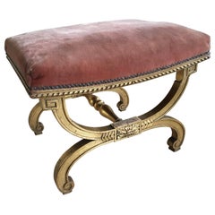 Antique Fine Gilt Wood Stool, France 192O