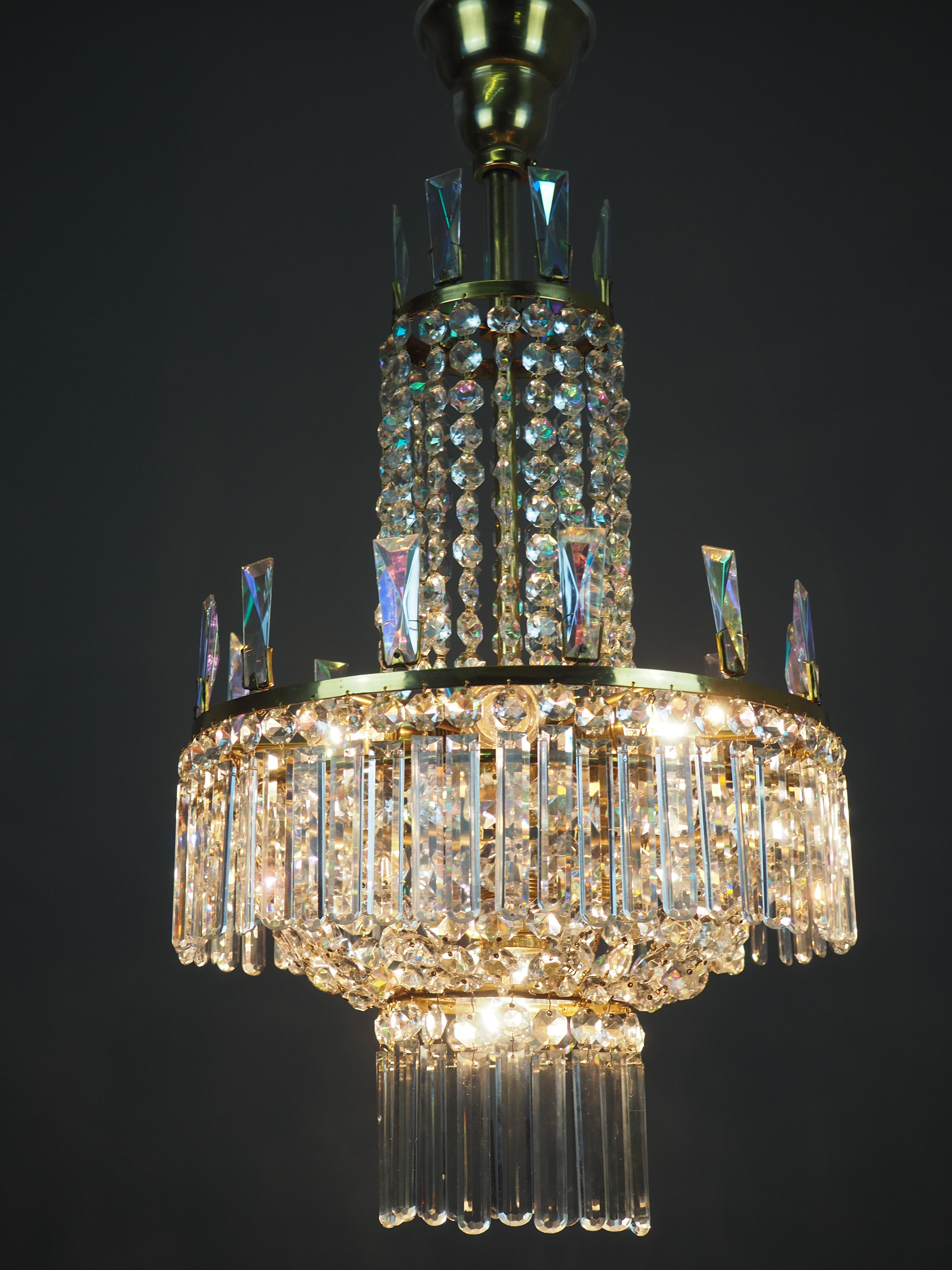 Austrian Empire Style Crystal  Chandelier by Lobmeyr, Vienna, circa 1950s