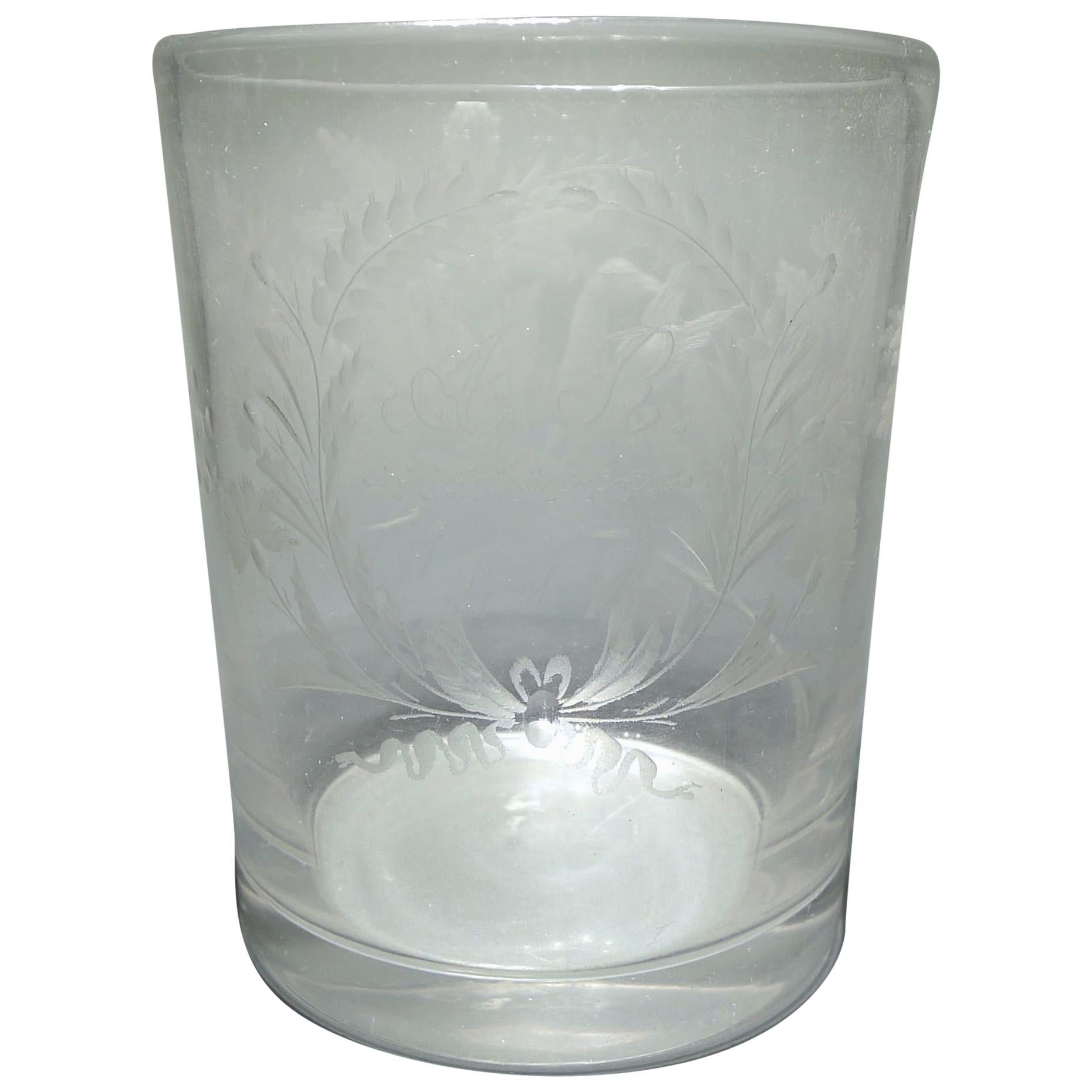 Fine Glass Engraved, Middle of 19th Century For Sale