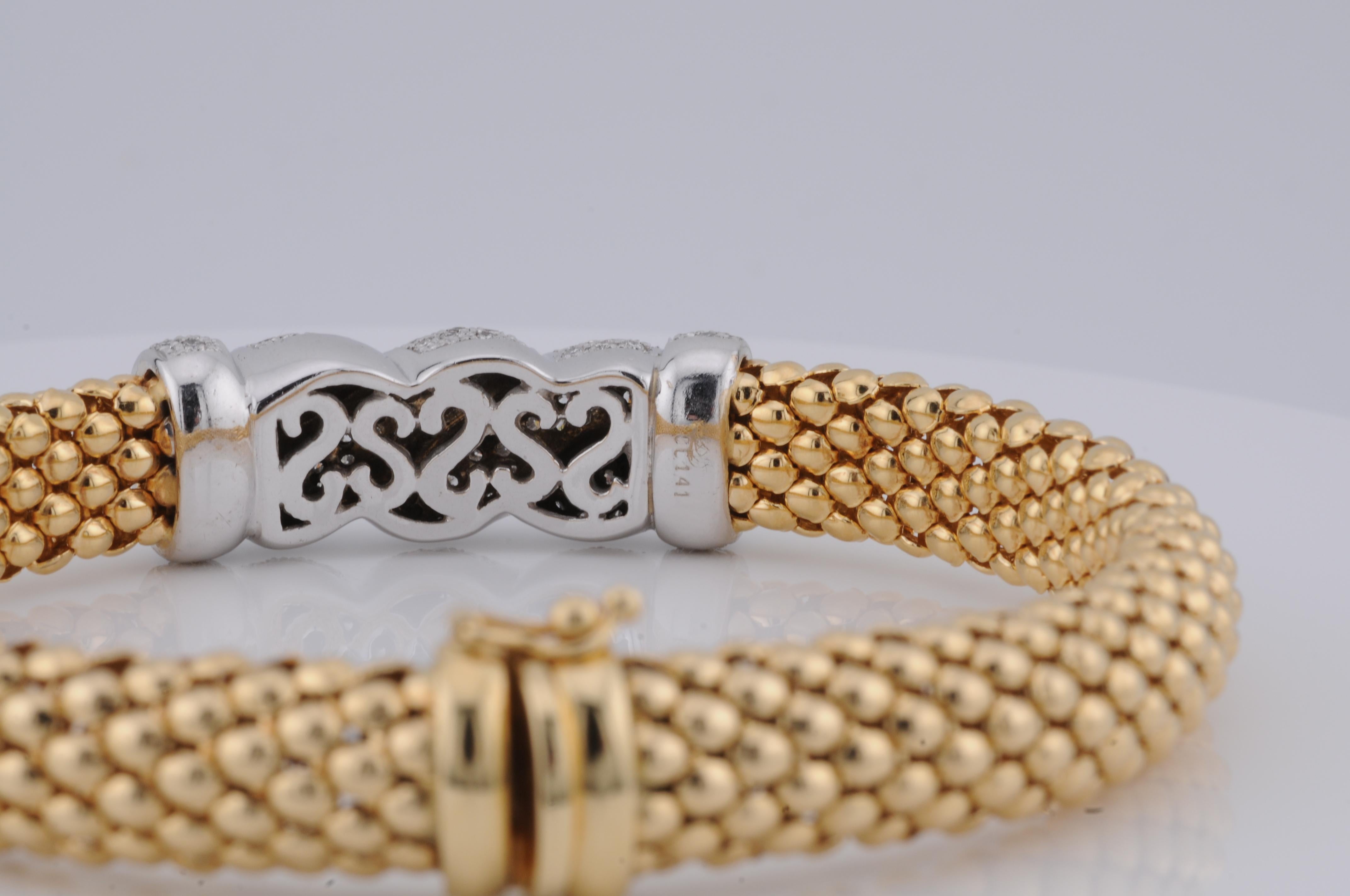 Fine Gold Bracelet in 18k with Natural Diamonds – 36g For Sale 7