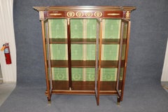 Fine Gold Dore' Bronze Ormolu Mounted French Empire Style Vitrine Cabinet